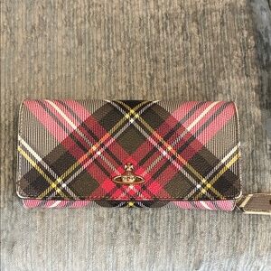 Vivienne Westwood Red and Brown Checkered Wallet👝